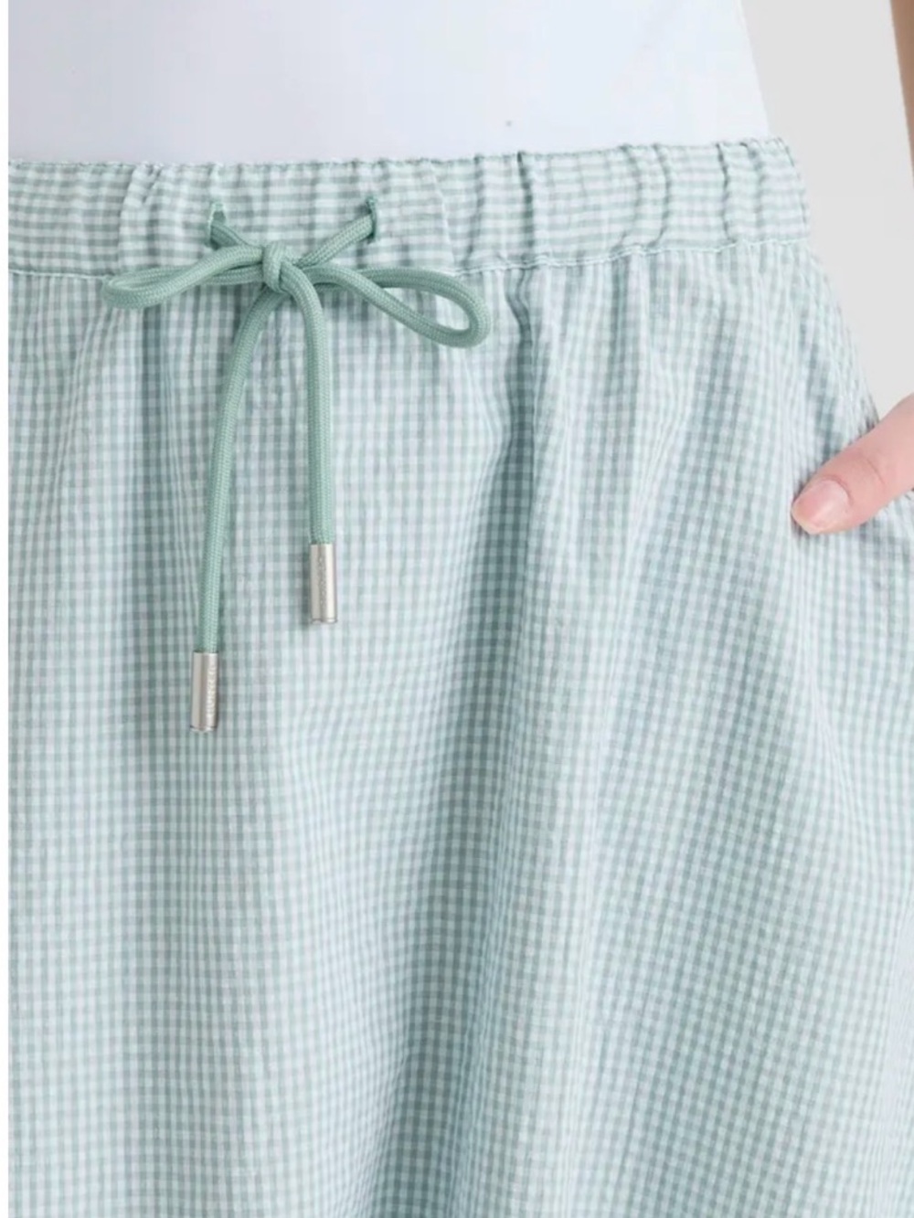 Hunter Gingham Bubble Hem Midi Skirt in Surf Spray XL NWT - Picture 5 of 10